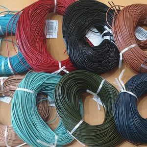 2mm Width Leather Cord Round Genuine Leather - Selection of Colours