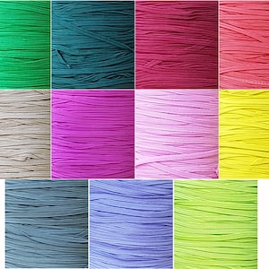 Flat Coloured Elastic Cord Sewing Masks Clothing Tailoring Crafts 3mm (1/8 Inch)