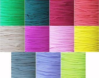 Flat Coloured Elastic Cord Sewing Masks Clothing Tailoring Crafts 3mm (1/8 Inch)