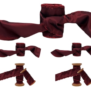 Nastro di seta color bordeaux, bicolore, double face, di alta qualità, strappato a mano per matrimoni, tessitura, artigianato floreale
