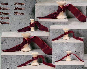 Burgundy Red Luxury Velvet Ribbon 7mm 10mm 13mm 16mm 20mm 25mm 30mm 38mm