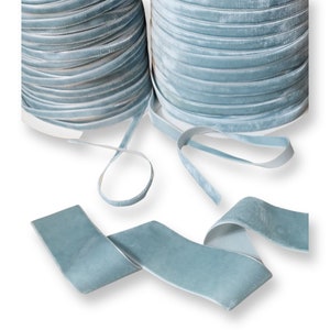 3/8/ 10mm wide 6-33yds Nile Blue Grayish Blue Dusty Blue Velvet Ribbon W21