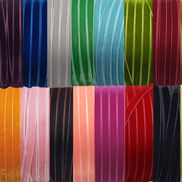 Ruban de velours de luxe 10mm (3/8 pouces) Choix de 66 couleurs