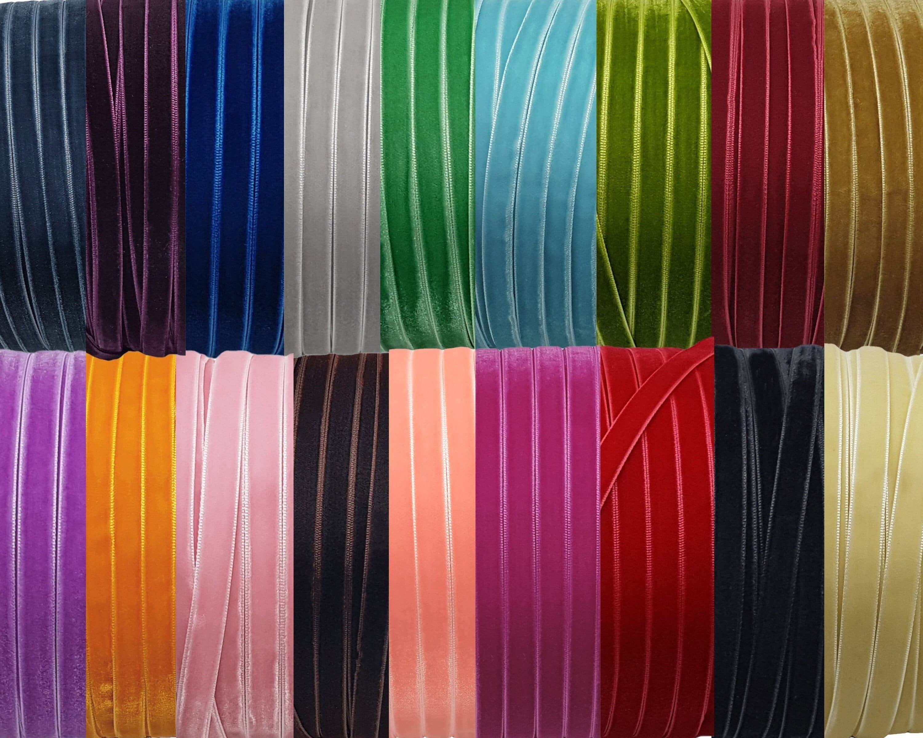 1 Inch Velvet Ribbon 25mm Green/Pink/Brown 32 Colour Options - RibbonBuy