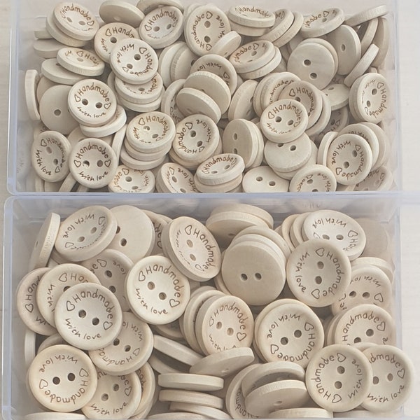 Handmade Wooden Buttons - 15/20/25mm, 2-Hole, Brown, For Knitting & Cardigans (Pack)