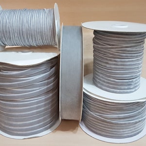 Silver Grey Luxury Velvet Ribbon 3mm 5mm 7mm 10mm 13mm 20mm 25mm 38mm 1 to 10 Metres