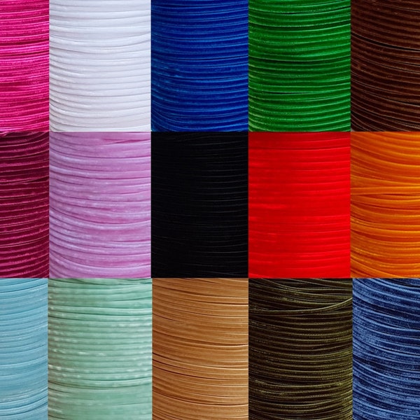 Luxury Velvet Ribbon 3mm (1/8 Inch) 59 Colours