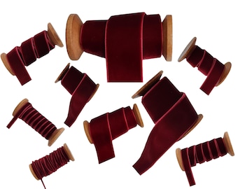 Burgundy Luxury Velvet Ribbon 3mm 5mm 7mm 10mm 13mm 16mm 20mm 25mm 38mm 50mm 1 to 10 Metres