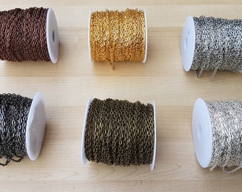 Jewellery Chain Iron Cable Style in 1 Metre 2 Metre 3 Metre or 5 Metre Lengths - 5.9mm x 3.9mm x 1mm Links