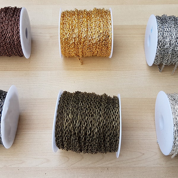 Jewellery Chain Iron Cable Style in 1 Metre 2 Metre 3 Metre or 5 Metre Lengths - 5.9mm x 3.9mm x 1mm Links