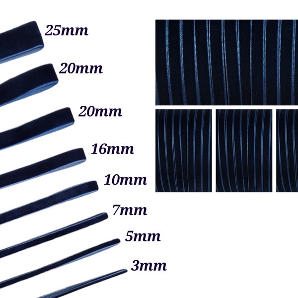 Navy Blue Velvet Ribbon Premium Quality 3mm 5mm 7mm 10mm 13mm 20mm 25mm 38mm 50mm