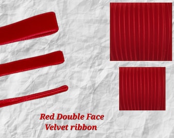 Double Face Luxury Red Velvet Ribbon 3mm 5mm 7mm 10mm 13mm 16mm 20mm 25mm 38mm widths