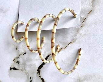 Iridescent Tortoise Hoop Earrings: Italian Acetate, Handmade USA Choose From 4 Sizes