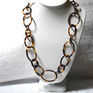 38 Graduating Links Tortoise Shell Italian Cellulose Acetate Chain Necklace Handmade in the USA image 4