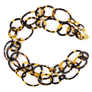 38" Graduating Links Tortoise Shell Italian Cellulose Acetate Chain Necklace |Handmade in the USA|