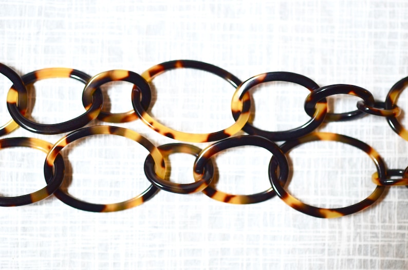 38 Graduating Links Tortoise Shell Italian Cellulose Acetate Chain Necklace Handmade in the USA image 7