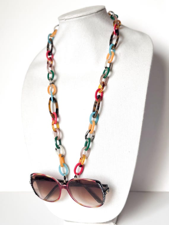 Colorful Tortoise Shell Chunky Link Glasses Chain 