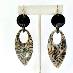 Long Geometric Tortoise Shell Statement Earring Available in 5 Vintage Italian Cellulose Acetate Patterns Handmade in the USA image 5