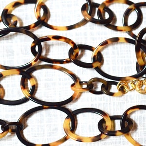38 Graduating Links Tortoise Shell Italian Cellulose Acetate Chain Necklace Handmade in the USA image 6