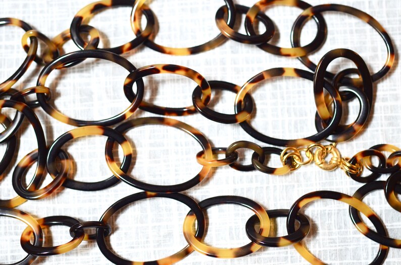 38 Graduating Links Tortoise Shell Italian Cellulose Acetate Chain Necklace Handmade in the USA image 6