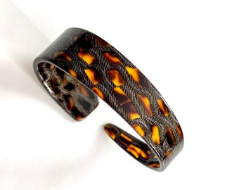 Skinny Italian Cellulose Acetate Tortoise Shell Cuff Stack Bracelet |Handmade in the USA|