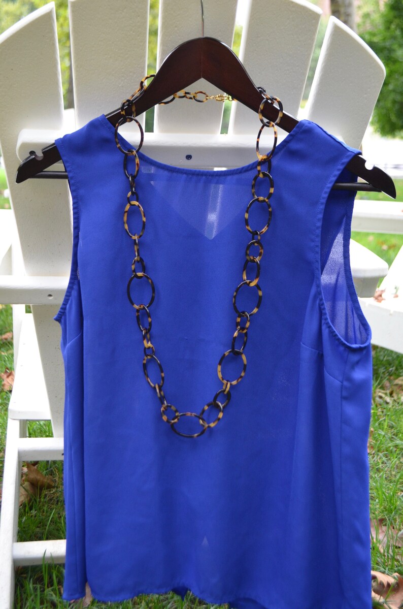 38 Graduating Links Tortoise Shell Italian Cellulose Acetate Chain Necklace Handmade in the USA image 5