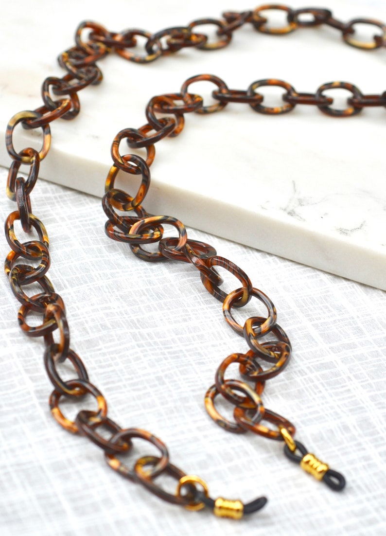 Italian Acetate Glasses Chain in Vintage Mosaic Gold Pattern image 2