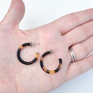 Tortoise Shell Hoop Earrings: Italian Cellulose Acetate, Resin Hoops Handmade in USA image 5