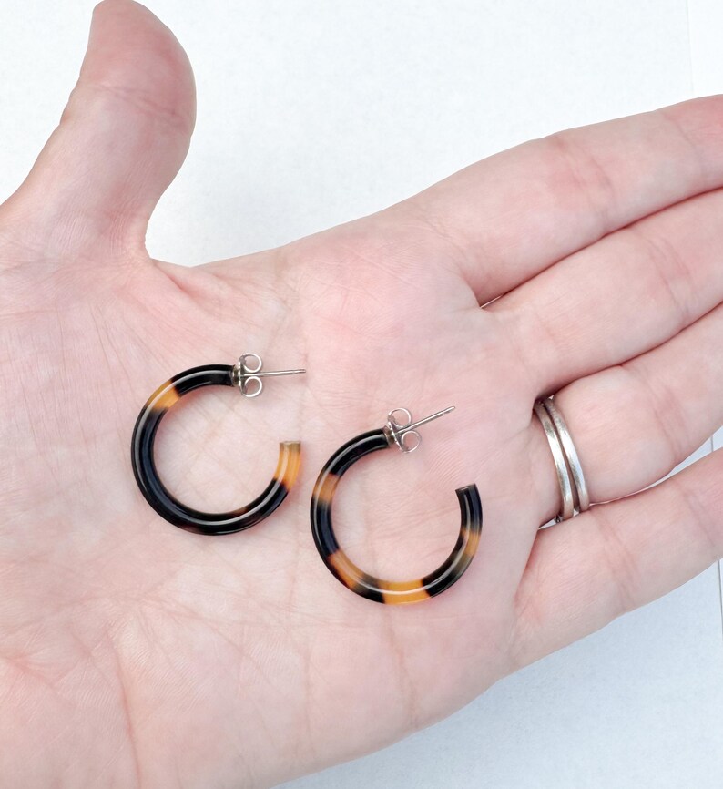 Tortoise Shell Hoop Earrings: Italian Cellulose Acetate, Resin Hoops Handmade in USA image 5