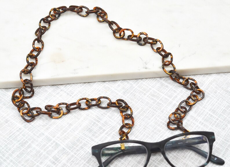 Italian Acetate Glasses Chain in Vintage Mosaic Gold Pattern image 1