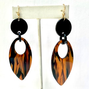 Long Geometric Tortoise Shell Statement Earring Available in 5 Vintage Italian Cellulose Acetate Patterns Handmade in the USA image 7