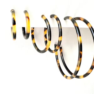 Classic Skinny Tortoise Shell Italian Cellulose Acetate Hoop Earrings Available in Four Sizes |Handmade in the USA|