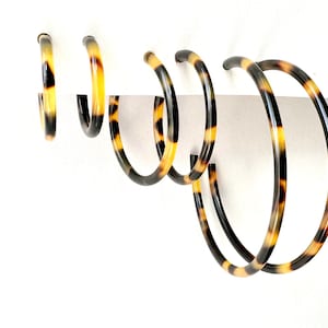 Classic Skinny Tortoise Shell Italian Cellulose Acetate Hoop Earrings Available in Four Sizes |Handmade in the USA| Acrylic Hoop Resin Hoop