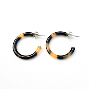 Tortoise Shell Hoop Earrings: Italian Cellulose Acetate, Resin Hoops Handmade in USA image 4