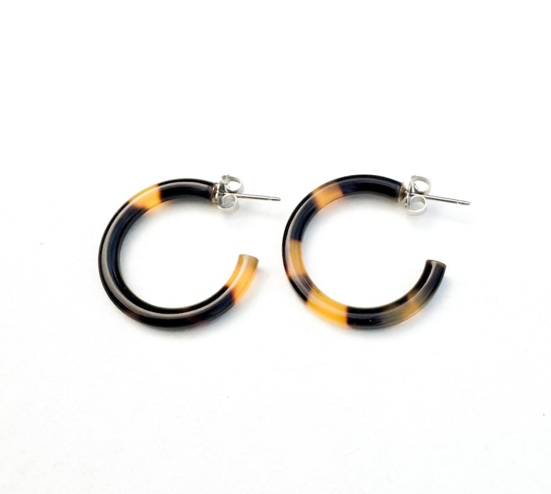 Tortoise Shell Hoop Earrings: Italian Cellulose Acetate, Resin Hoops Handmade in USA image 4