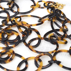 38 Graduating Links Tortoise Shell Italian Cellulose Acetate Chain Necklace Handmade in the USA image 2