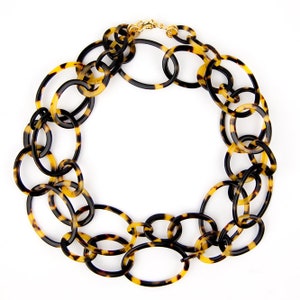 38 Graduating Links Tortoise Shell Italian Cellulose Acetate Chain Necklace Handmade in the USA image 8