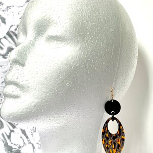 Long Geometric Tortoise Shell Statement Earring Available in 5 Vintage Italian Cellulose Acetate Patterns Handmade in the USA image 9