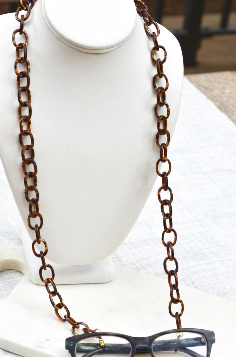 Italian Acetate Glasses Chain in Vintage Mosaic Gold Pattern image 3