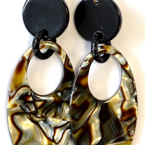 Long Geometric Tortoise Shell Statement Earring Available in 5 Vintage Italian Cellulose Acetate Patterns Handmade in the USA image 8