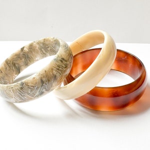 Chunky Tortoise Shell Bangle Bracelet: Handmade Italian Acetate