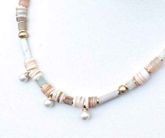 Beaded Necklaces Handmade From Semi Precious Beads Neutral and