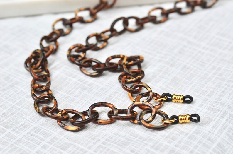 Italian Acetate Glasses Chain in Vintage Mosaic Gold Pattern image 0