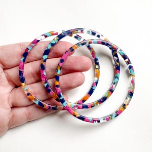 Set aus drei italienischen Acetat-Armreifen in Confetti |Handmade in den USA|