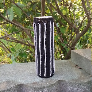 Black and White Handmade Crochet Vase