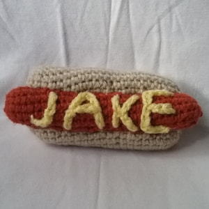 Custom Made Crochet Hot Dog - Add Your Dog's Name!