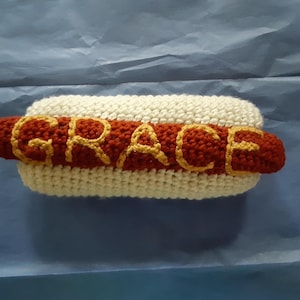 Personalized Crochet Hot Dog - Add any name!!!