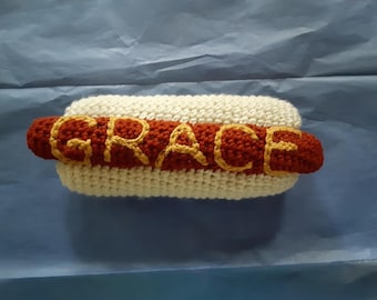 Personalized Crochet Hot Dog - Add any name!!!