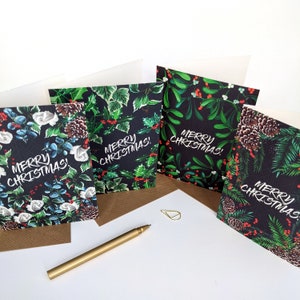 Cartes de Noël à feuillage de luxe. (A6) Paquet mixte de 8