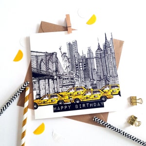 New York Skyline Birthday Card-Blank Inside